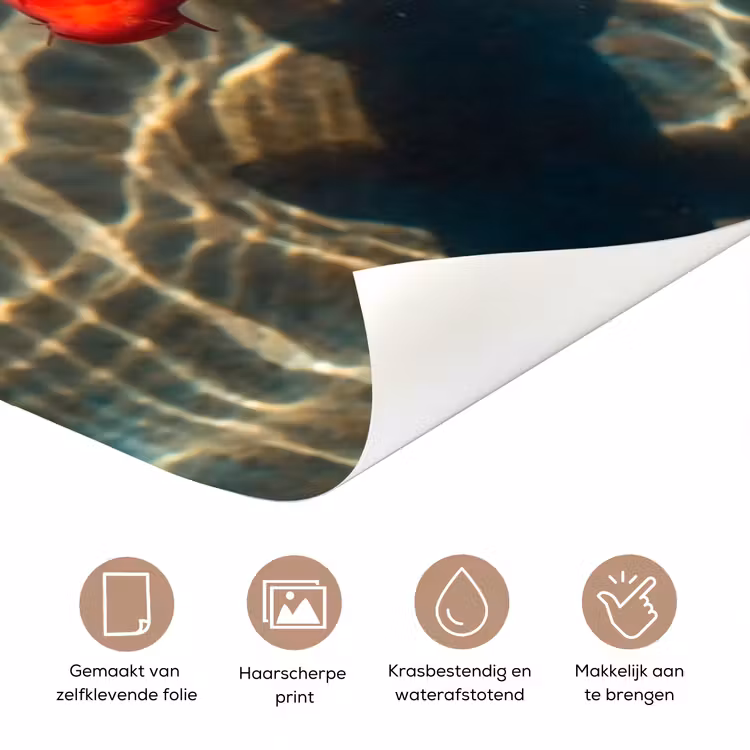 Vis - Water - Dieren - Oranje - Goud deurposter klein -closeup_NL