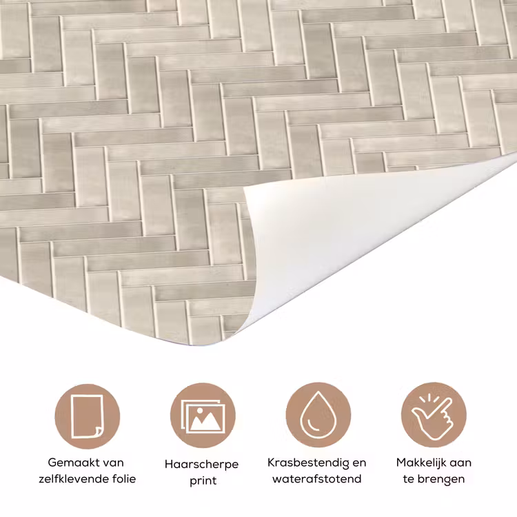 Visgraat - Wandtegel - Beige deurposter klein 289 -closeup_NL