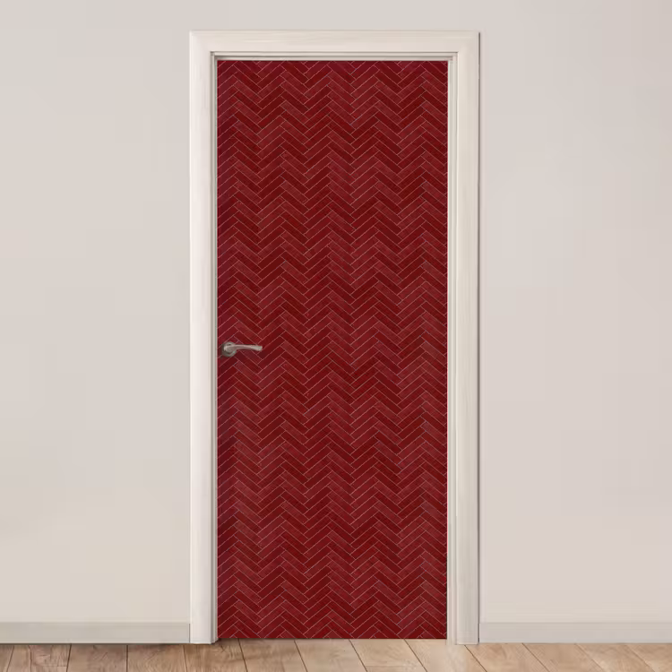 Visgraat - Wandtegel - Bordeaux - Rood deurposter klein 289 -3d_beige