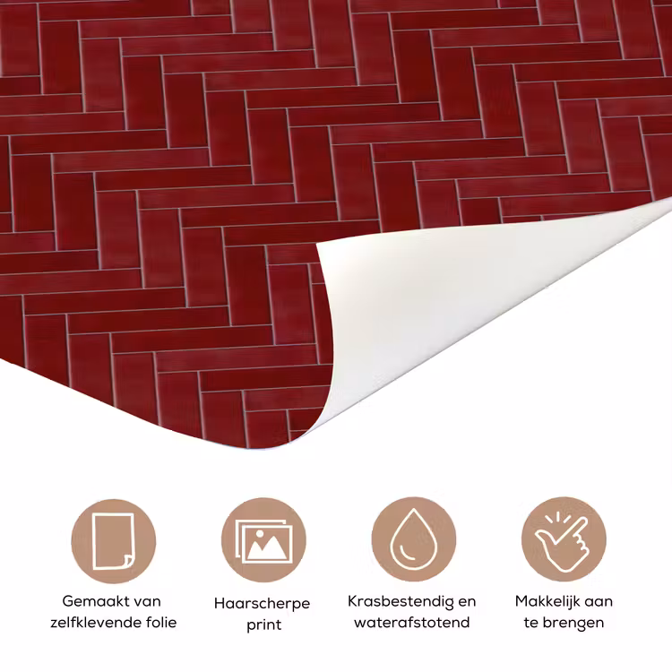 Visgraat - Wandtegel - Bordeaux - Rood deurposter klein 289 -closeup_NL