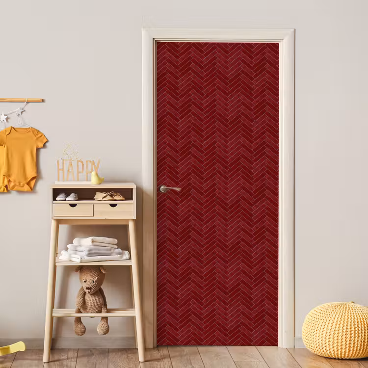 Visgraat - Wandtegel - Bordeaux - Rood deurposter klein 289 -sfeer4