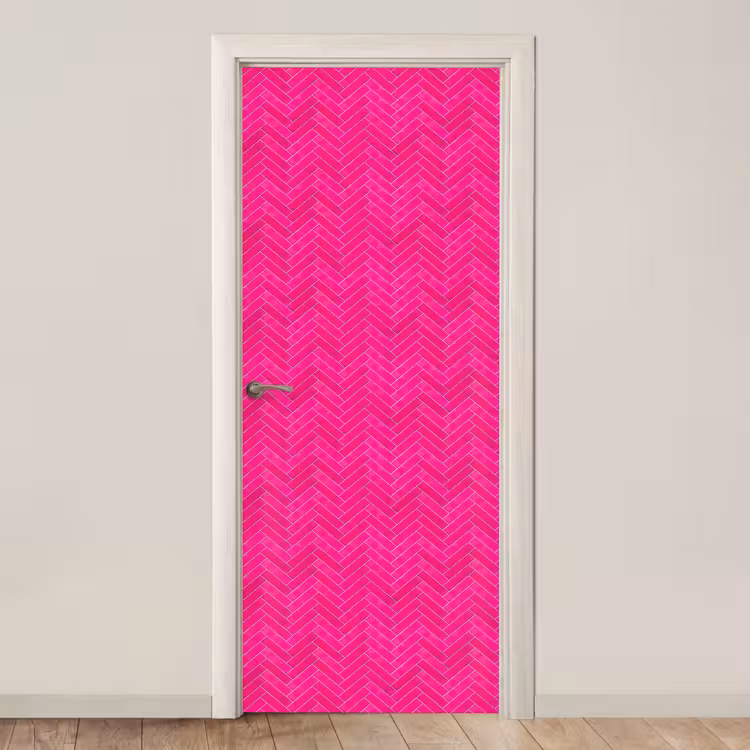 Visgraat - Wandtegel - Fuchsia - Roze deurposter klein 289 -3d_beige