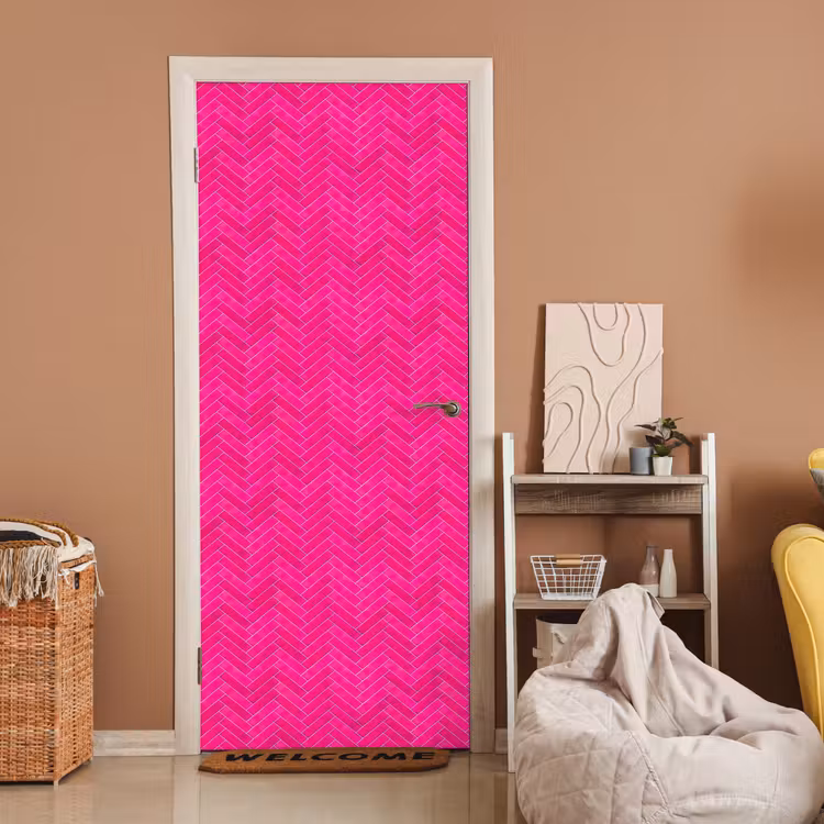 Visgraat - Wandtegel - Fuchsia - Roze deurposter klein 289 -sfeer1