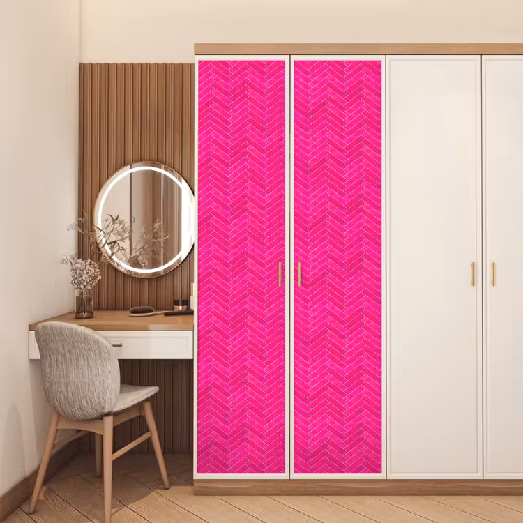 Visgraat - Wandtegel - Fuchsia - Roze deurposter klein 289 -sfeer3