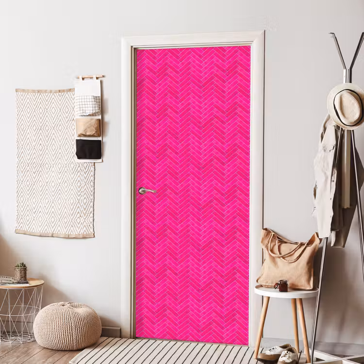 Visgraat - Wandtegel - Fuchsia - Roze deurposter klein 289 -sfeer6