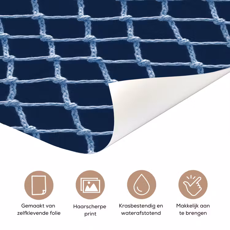 Visnet - Touw - Patroon - Marineblauw deurposter klein 289 -closeup_NL
