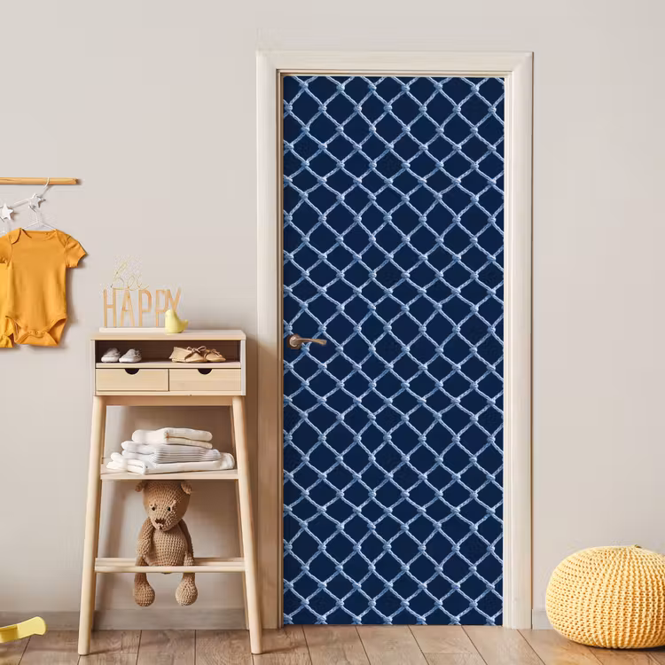 Visnet - Touw - Patroon - Marineblauw deurposter klein 289 -sfeer4