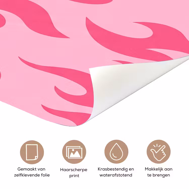 Vlammen - Patroon - Abstract - Modern - Roze deurposter klein -closeup_NL