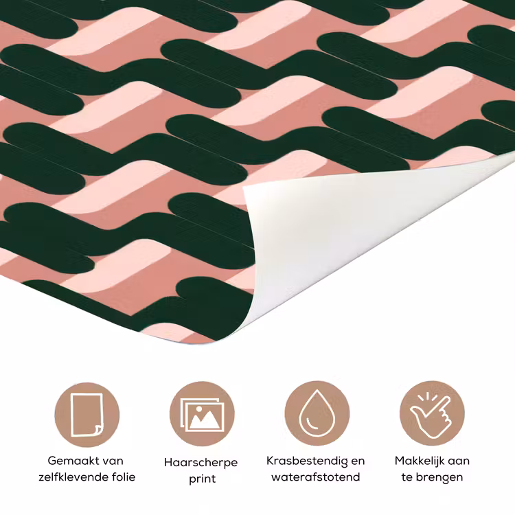 Vlechtpatroon - Groen - Roze - Geometrisch deurposter klein 289 -closeup_NL