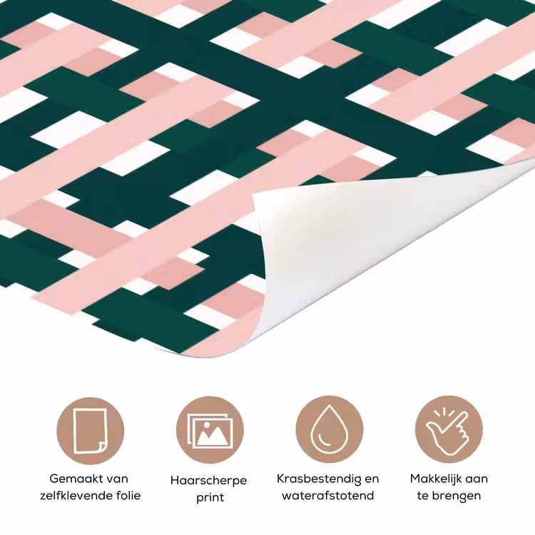 Vlechtpatroon - Groen - Roze - Grafisch deurposter klein 289 -closeup_NL