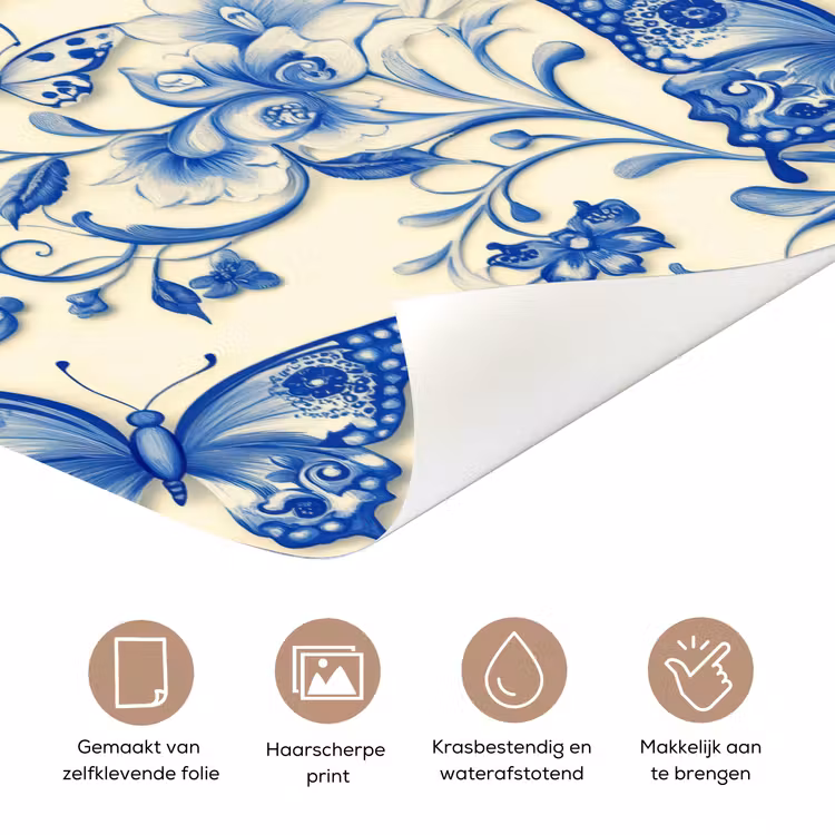 Vlinders - Bloemen - Blauw - Botanisch deurposter klein 289 -closeup_NL