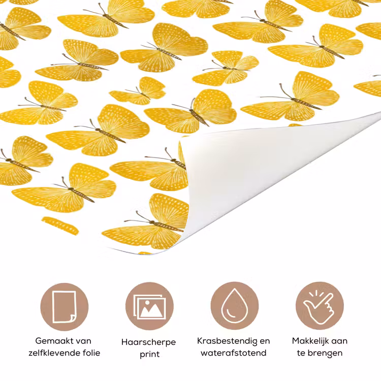 Vlinders - Botanisch - Illustratie - Geel - Wit deurposter klein 289 -closeup_NL
