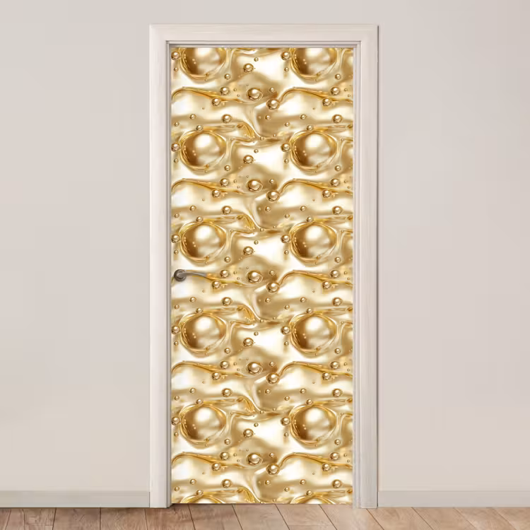 Vloeibaar - Druppels - Goud deurposter klein 289 -3d_beige