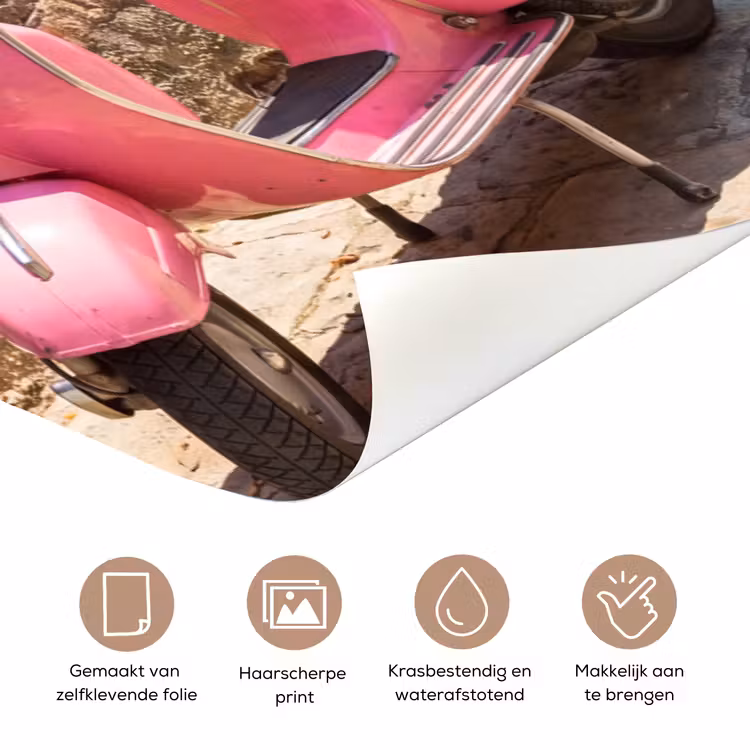 Voertuig - Roze - Kust - Zomer - Reizen deurposter klein -closeup_NL