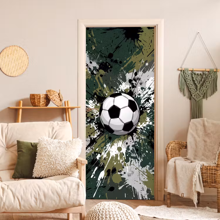 Voetbal - Verf - Spetters - Groen deurposter klein -sfeer2