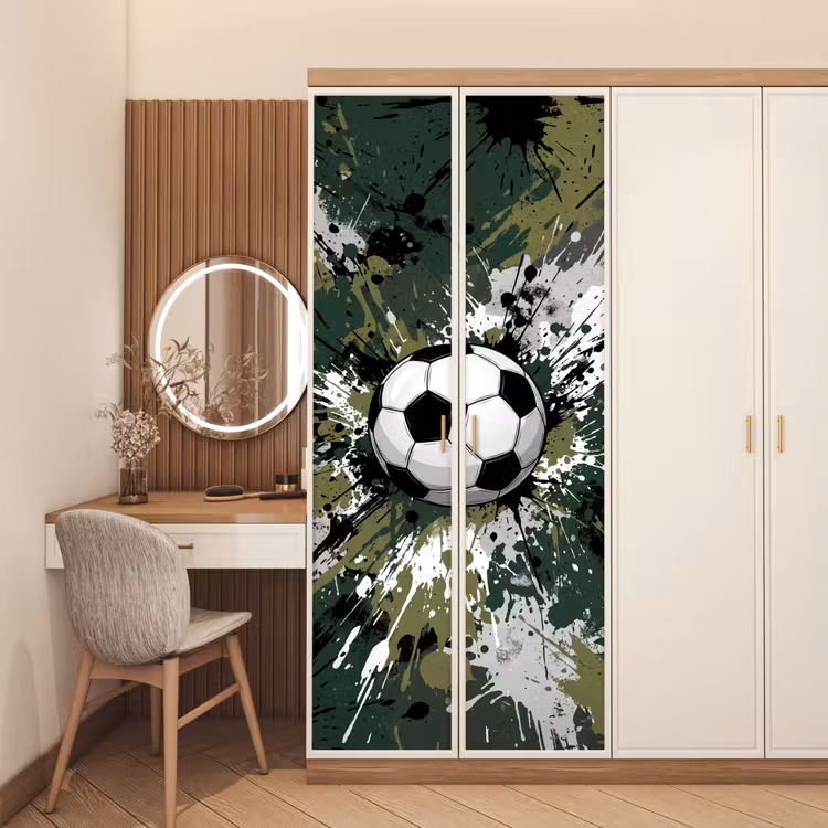 Voetbal - Verf - Spetters - Groen deurposter klein -sfeer3