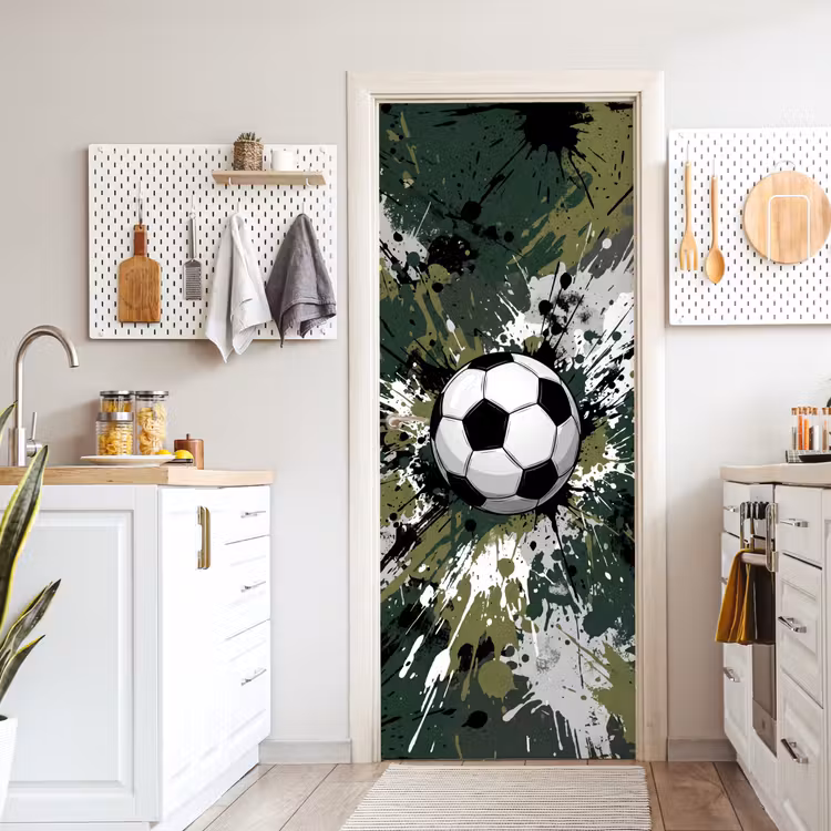 Voetbal - Verf - Spetters - Groen deurposter klein -sfeer5