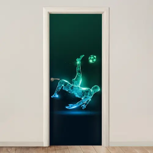 Voetbal - Voetballer - Jongen - Zwart deurposter klein -3d_beige