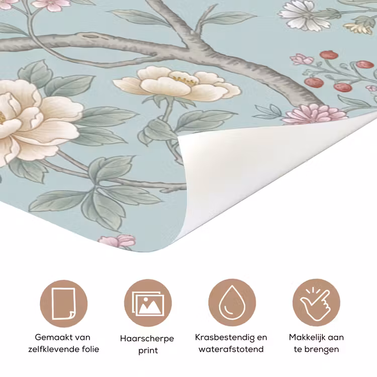 Vogel - Bloemen - Kleurrijk deurposter klein -closeup_NL
