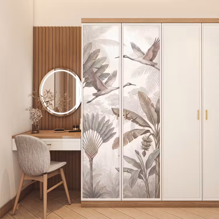 Vogel - Tropisch - Jungle - Natuur - Beige deurposter klein -sfeer3