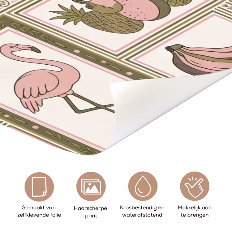Vogel - Tropisch - Patroon - Decoratief - Groen deurposter klein -closeup_NL