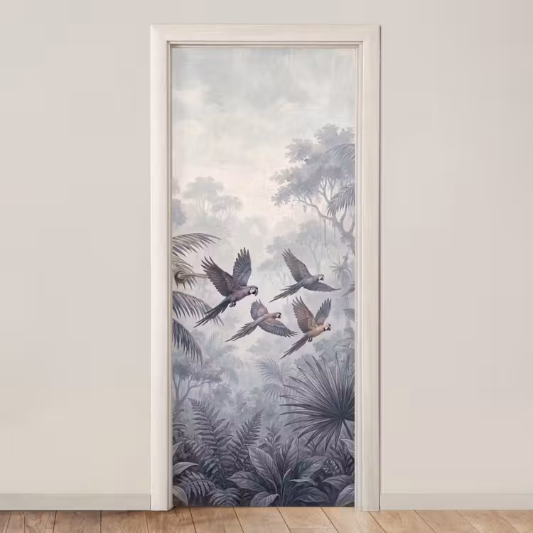 Vogel - Vliegend - Jungle - Vintage - Dieren deurposter klein -3d_beige