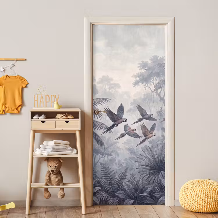 Vogel - Vliegend - Jungle - Vintage - Dieren deurposter klein -sfeer4