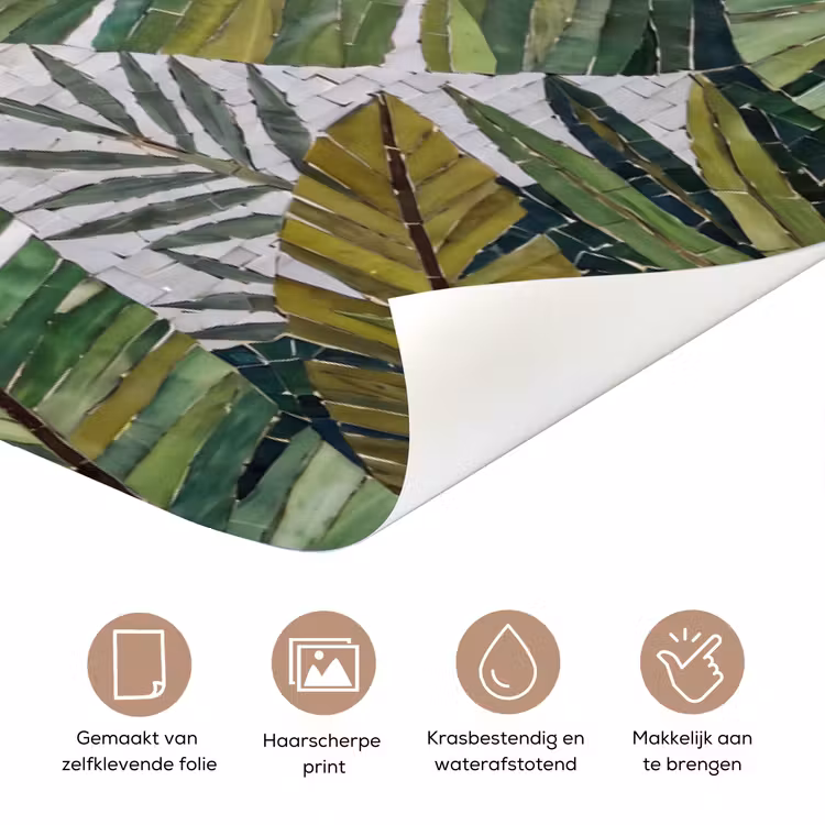 Vogel - Vliegend - Tropisch - Mozaïek - Groen deurposter klein -closeup_NL