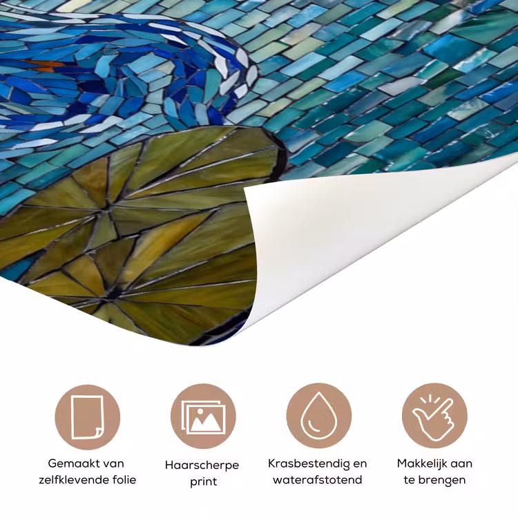 Vogel - Water - Natuur - Abstract - Blauw deurposter klein -closeup_NL