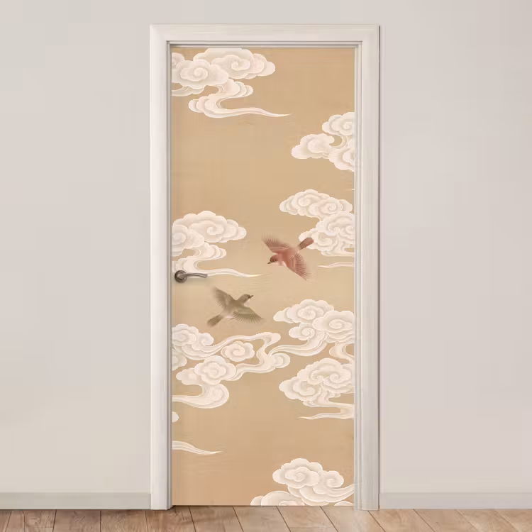 Vogels - Vliegen - Beige deurposter klein -3d_beige