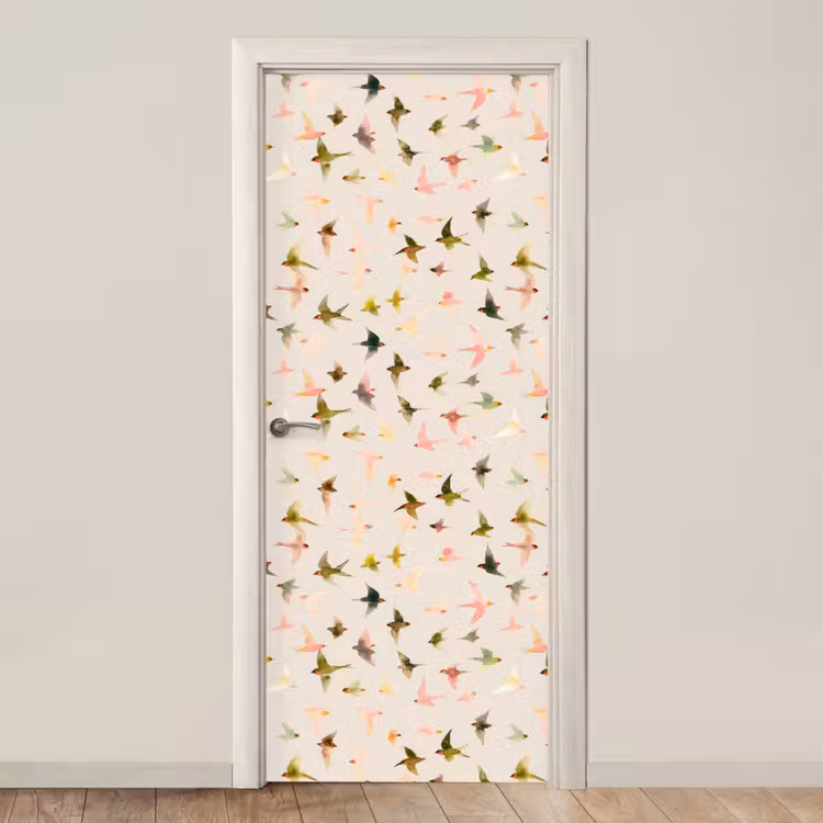 Vogels - Vliegen - Kleurrijk deurposter klein 289 -3d_beige