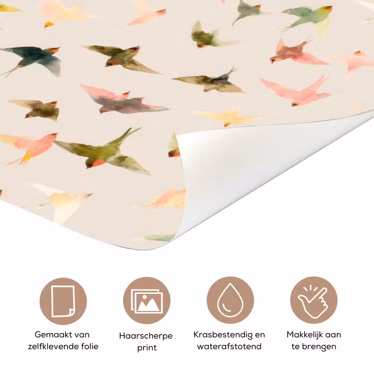 Vogels - Vliegen - Kleurrijk deurposter klein 289 -closeup_NL