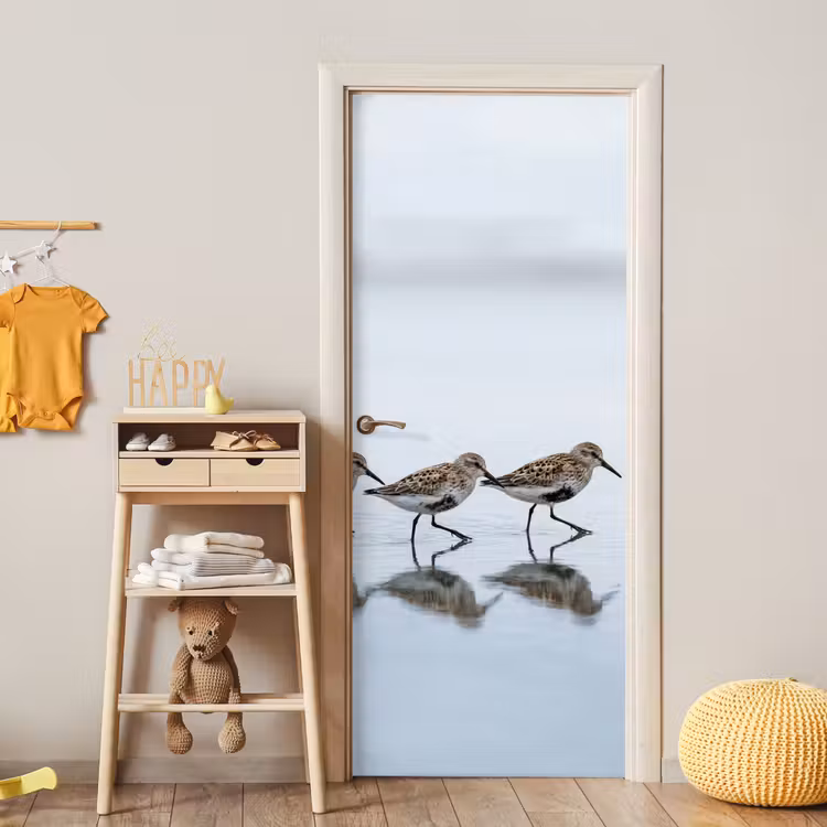 Vogels - Water - Grijs deurposter klein -sfeer4