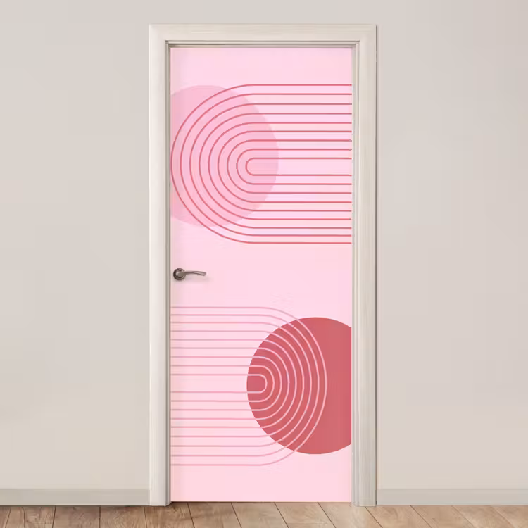 Vormen - Lijnen - Minimalistisch - Roze deurposter klein -3d_beige