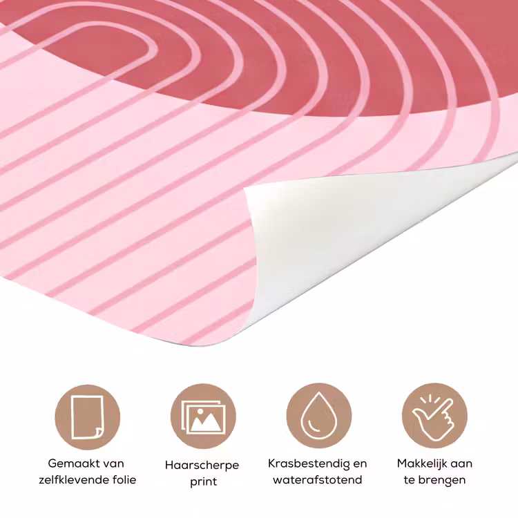Vormen - Lijnen - Minimalistisch - Roze deurposter klein -closeup_NL