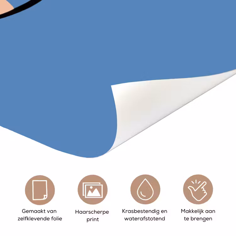 Vrouw - Aerial hoop - Art deco - Illustratie - Blauw deurposter klein -closeup_NL