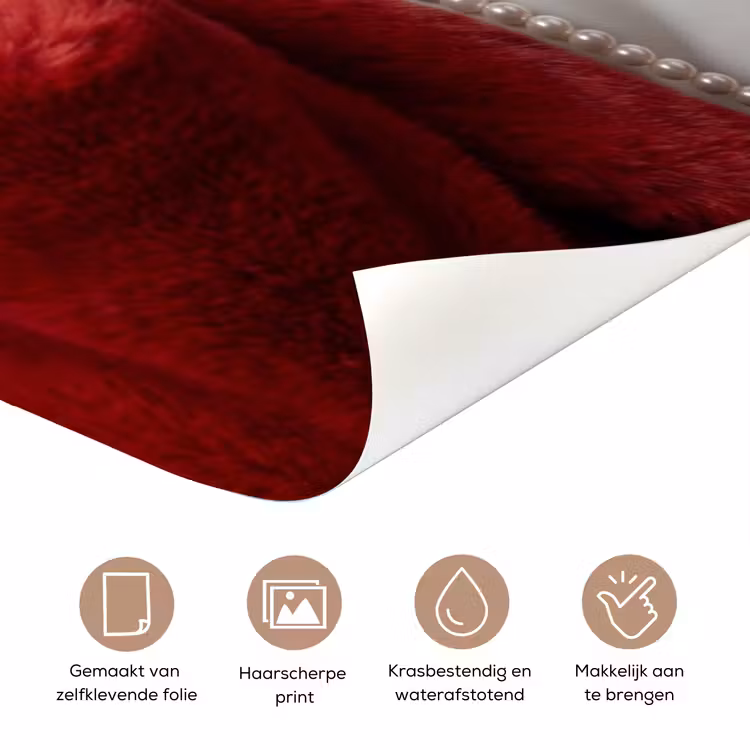 Vrouw - Bontjas - Mode - Klassiek - Rood deurposter klein -closeup_NL