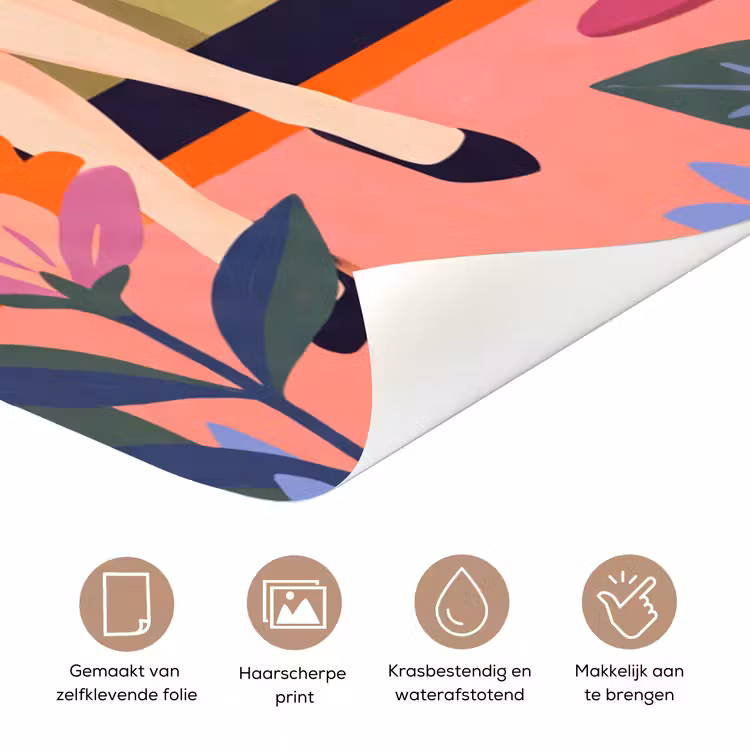 Vrouw - Kat - Interieur - Modern - Kleurrijk deurposter klein -closeup_NL