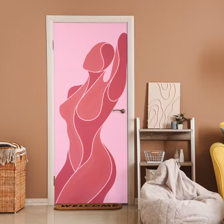 Vrouw - Lichaam - Abstract - Roze deurposter klein -sfeer1