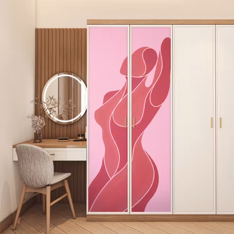 Vrouw - Lichaam - Abstract - Roze deurposter klein -sfeer3