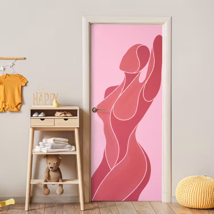 Vrouw - Lichaam - Abstract - Roze deurposter klein -sfeer4