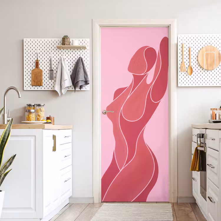 Vrouw - Lichaam - Abstract - Roze deurposter klein -sfeer5