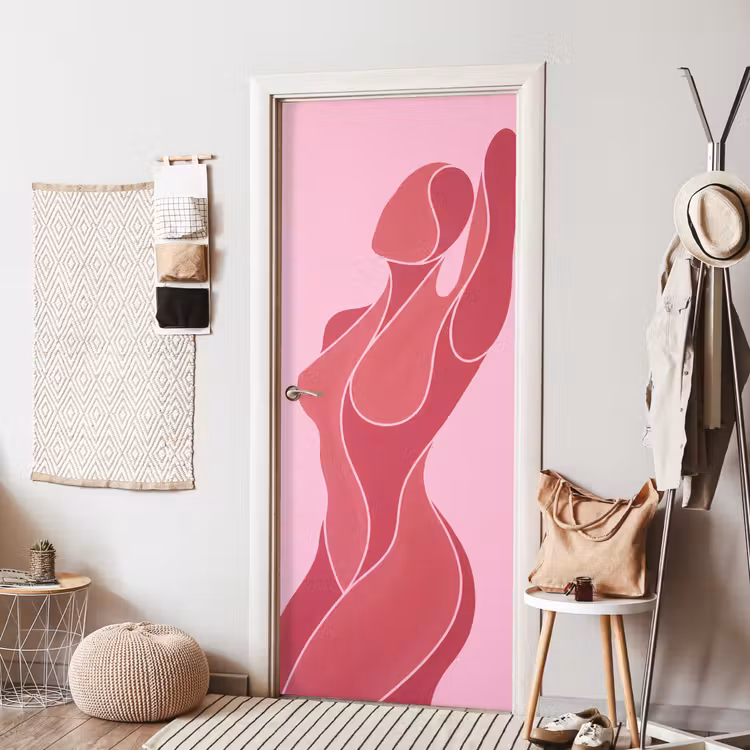 Vrouw - Lichaam - Abstract - Roze deurposter klein -sfeer6