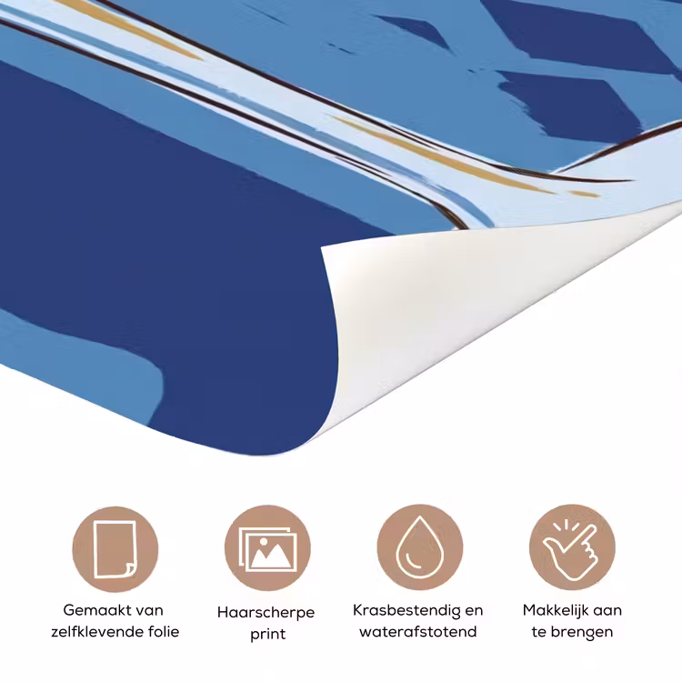 Vrouw - Martini glas - Abstract - Blauw - Kunst deurposter klein -closeup_NL
