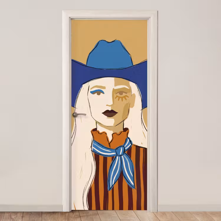 Vrouw - Portret - Abstract - Kleurrijk - Modern deurposter klein -3d_beige