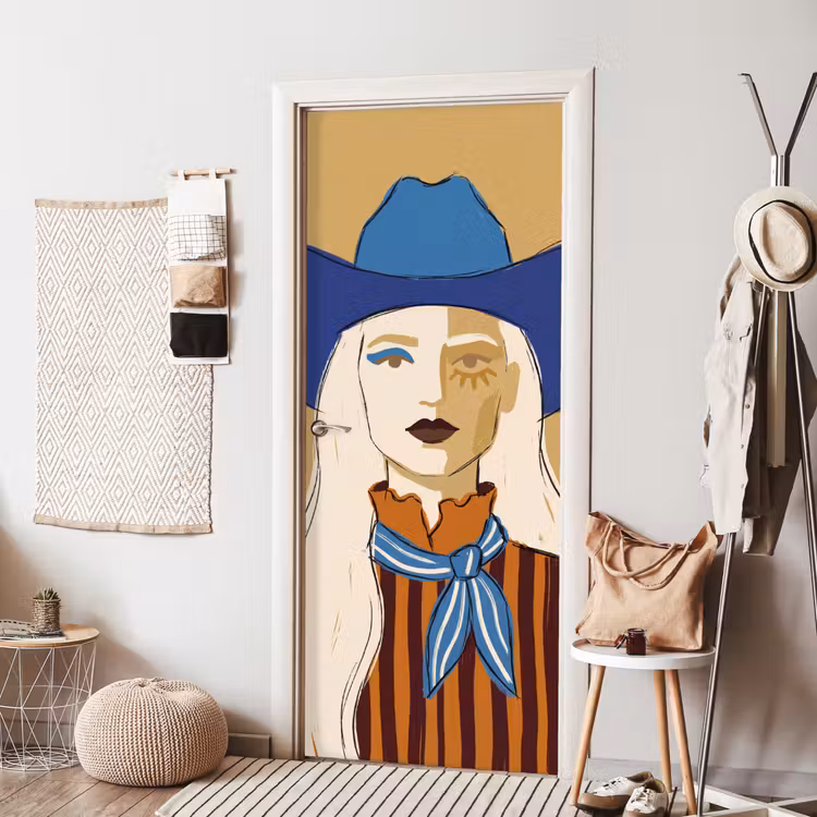 Vrouw - Portret - Abstract - Kleurrijk - Modern deurposter klein -sfeer6