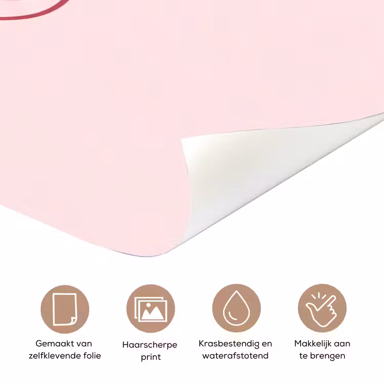 Vrouw - Portret - Klassiek - Line-art - Roze deurposter klein -closeup_NL