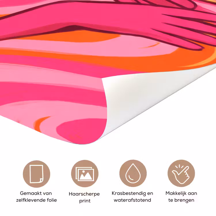 Vrouw - Portret - Kunst - Abstract - Roze deurposter klein -closeup_NL