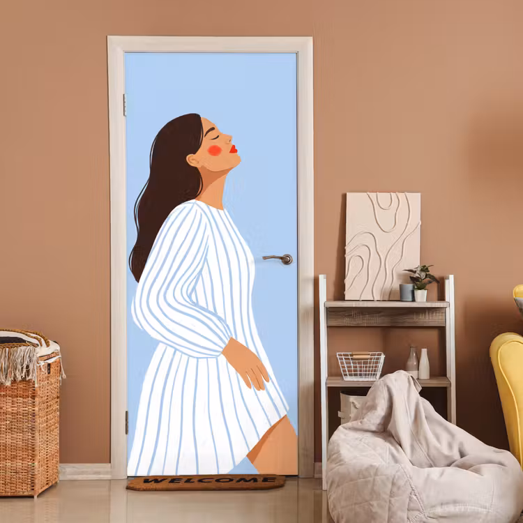 Vrouw - Profiel - Rust - Modern - Illustratie deurposter klein -sfeer1