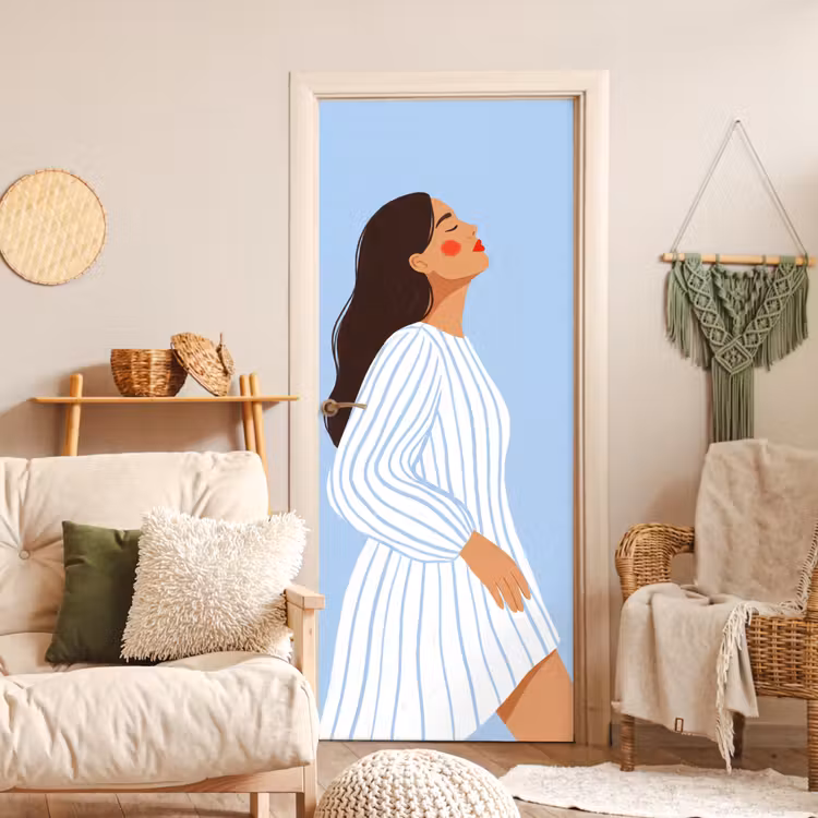 Vrouw - Profiel - Rust - Modern - Illustratie deurposter klein -sfeer2